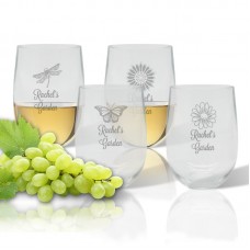 Carved Solutions Personalized 4 Piece Garden 14 Oz. Stemless Wine Glass WXH1565